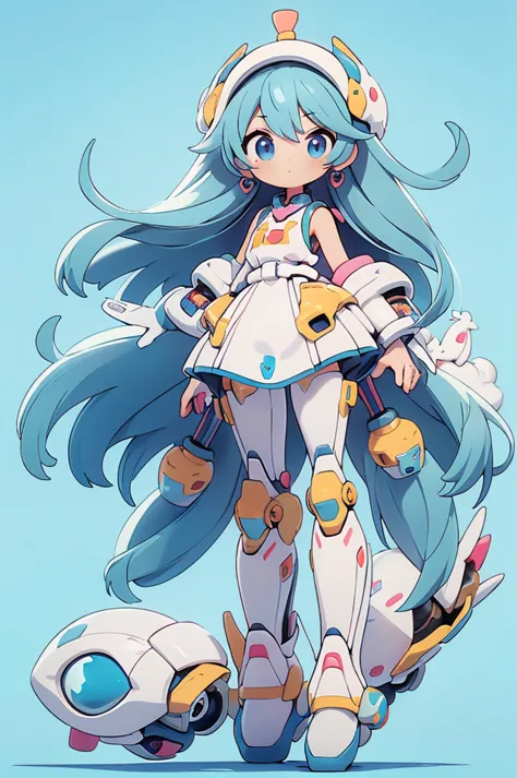 (masterpiece、Best Quality、super high quality、Beautiful and beautiful:1.2)、(Super cute girl robot、Standing posture)、Laminated sleeveless unit combo、Gundam inspired colors、(theme:Fluffy Fantasy)、Plain background、Pop pastel colors、Warm atmosphere、Dreamlike composition、break、masterpiece、High resolution、(run:1.3)、Dynamic、Low angle、Side light、8k、wallpaper