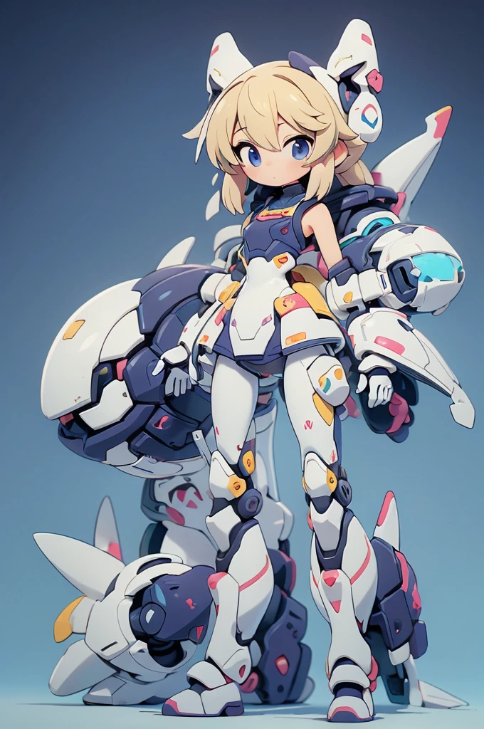 (masterpiece、Best Quality、super high quality、Beautiful and beautiful:1.2)、(Super cute girl robot、Standing posture)、Laminated sleeveless suit of armor、Gundam inspired colors、(theme:Fluffy Fantasy)、Plain background、Pop pastel colors、Warm atmosphere、Dreamlike composition、break、masterpiece、High resolution、(run:1.3)、Dynamic、Low angle、Side light、8k、wallpaper