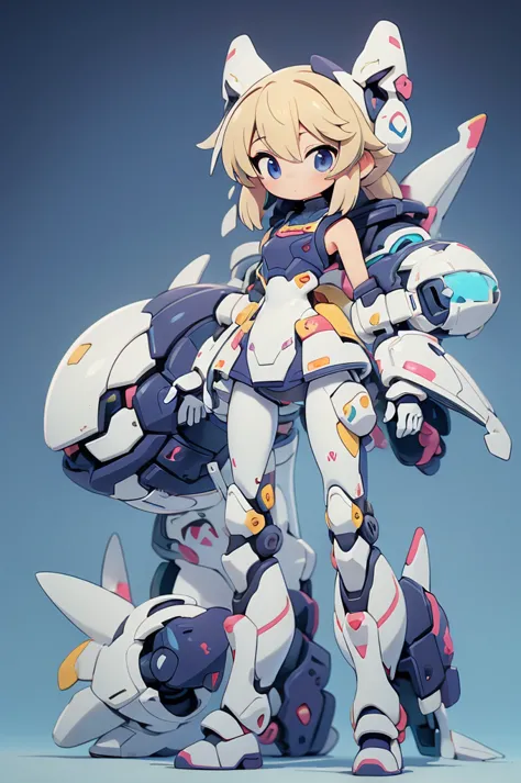 (masterpiece、Best Quality、super high quality、Beautiful and beautiful:1.2)、(Super cute girl robot、Standing posture)、Laminated sleeveless suit of armor、Gundam inspired colors、(theme:Fluffy Fantasy)、Plain background、Pop pastel colors、Warm atmosphere、Dreamlike composition、break、masterpiece、High resolution、(run:1.3)、Dynamic、Low angle、Side light、8k、wallpaper