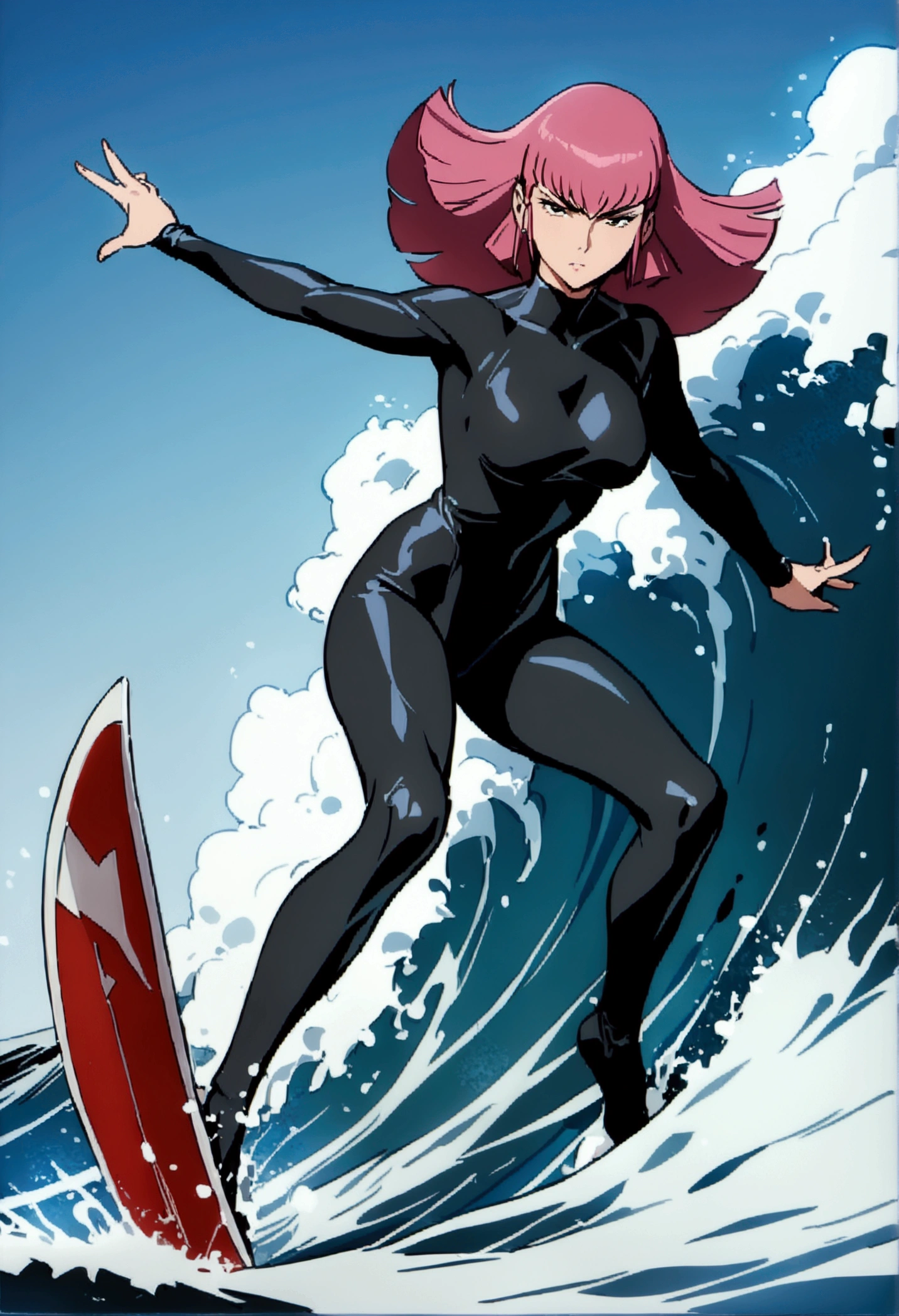 1girl, suletta mercury, gundam, surfing, full body shot