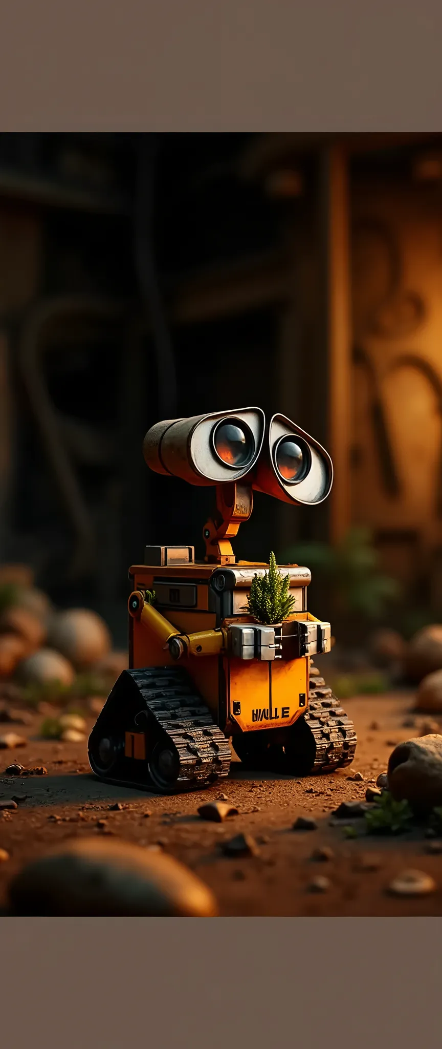 imagen en miniatura, WALL-E, llevando entre sus manos mecánicas, una planta pequeña, entre escombros, UHD, masterpiece, retina, accurate, anatomically correct, textured skin, super detail, high details, high quality, award winning, best quality, highres, 1080P, HD, 16k