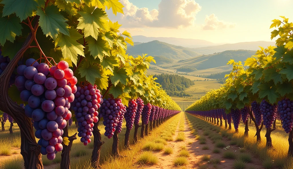 A vineyard full of ripe grapes