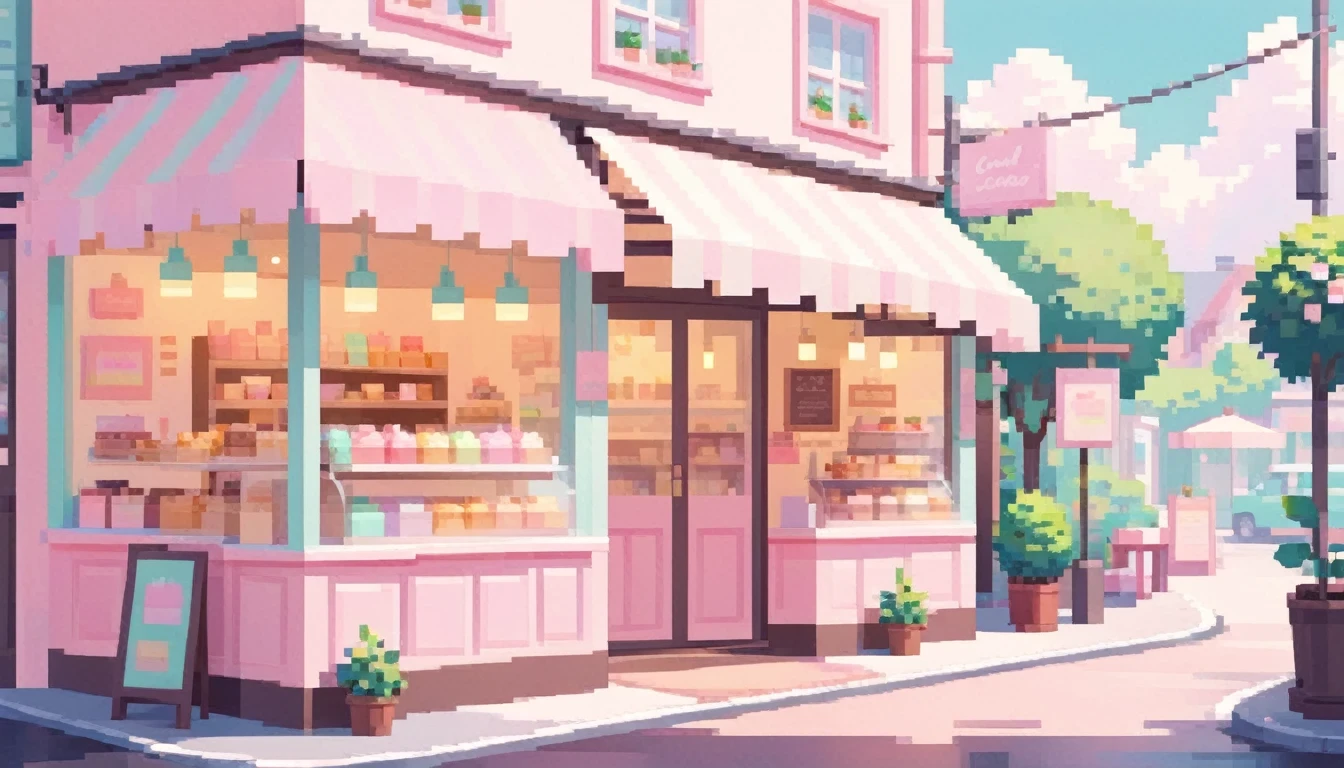 Lofi Cozy Dessert shop , pastel ,minimal ,Cute