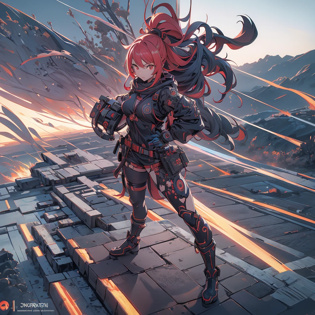 (masutepiece, best quality), (perfect athlete body: 1.2), well-defined, bright, blood red eyes
(detailed hair), ultra-detailed, anime style, full body, cyberpunk ninja girl, Japanese hairstyles, wield a giant flaming sword, standing in the desert, Use high-tech boots, 8K high resolution, trend art station, white background, standing in the desert, full body, (masutepiece, best quality), (perfect athlete body: 1.2), (detailed hair), ultra-detailed, anime style, full body, cyberpunk ninja girl, Japanese hairstyles, wield a giant flaming sword, standing in the desert, Use high-tech boots, 8K high resolution, trend art station, white background, standing in the desert, full body,
