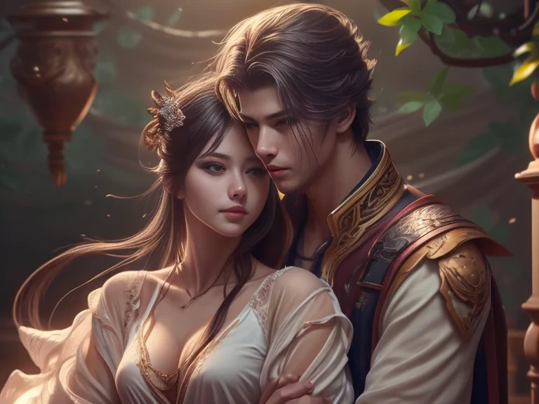 (Best Quality, Super Detail, Masterpiece, Representative Work, Official Art, Professional, Super Fine Detail, 8k:1.3), (photorealism:1.2), (Couple, Beautiful Girl and Boy), A couple in the sea of flowers, Handsome guy hugs beautiful girl from behind, Smiling and Wearing White Clothes, Delicate Hair, Chinese Beauty and Handsome Man, Wearing Ancient Chinese Clothes, Flowing Tulle, Light Silk, Create a movie poster similar to those used in Chinese romantic fantasy dramas, Correct proportions, Perfect face, perfect hands, Sweet atmosphere, Photorealistic, Sharp Focus, Dreamy Atmosphere, Delicate Details, Soft Volumetric Light, (Backlight:1.3), (Cinematic:1.2), Intricate Details, (ArtStation:1.3)