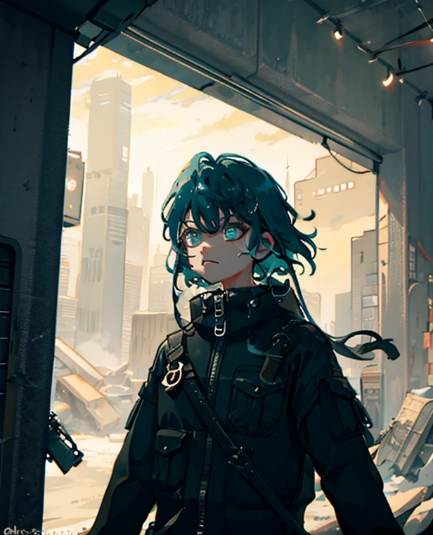 1 girl, upper body, single focus, survivor appearance, rugged post-apocalyptic attire, gritty wasteland, (post-apocalyptic setting: 1.4), (fighting for survival: 1.3), cybernetic features, dystopian aura, [depth of field, ambient lighting, apocalyptic style foreground, cybernetic modifications], Post-Apocalyptic Dystopia, survival, cybernetic wasteland, (improvised tech), (battle-worn accessories: 1.2), intricate details, enhanced lighting.