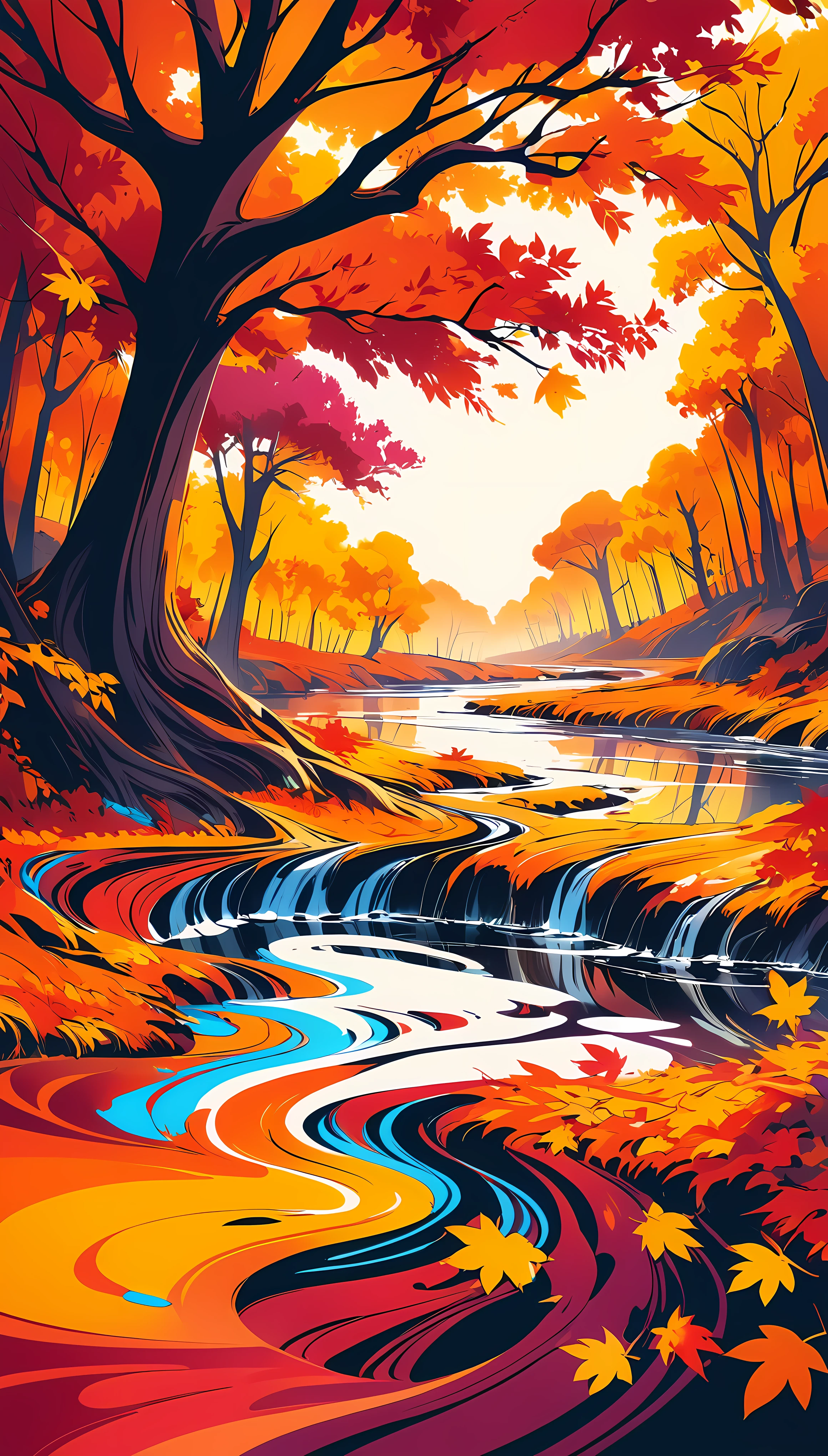 Image concept, autumn, Melting vivid colors, Ink Art Overwrite, 