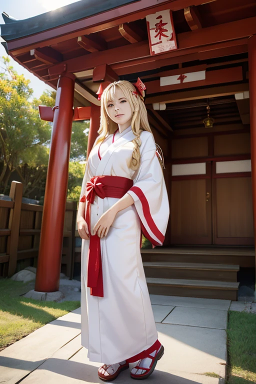 Shrine maiden, Shrine maiden衣装, shrine, sacred, Cute  girl, One person, American Women, Blonde