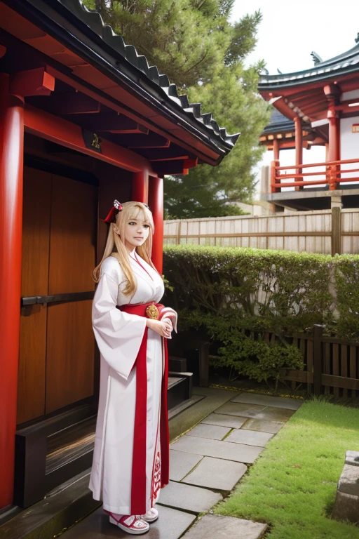 Shrine maiden, Shrine maiden衣装, shrine, sacred, Cute  girl, One person, British women, Blonde