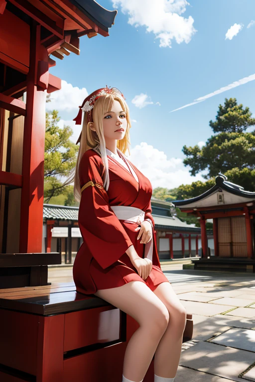 Shrine maiden, Shrine maiden衣装, shrine, sacred, Cute  girl, One person, British women, Blonde