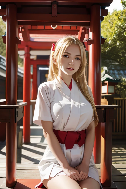 Shrine maiden, Shrine maiden衣装, shrine, sacred, Cute  girl, One person, British women, Blonde