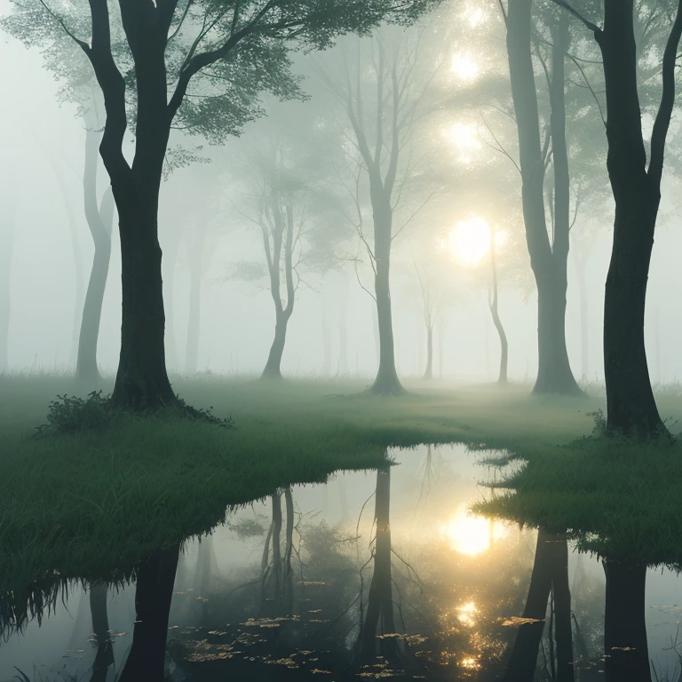 branch, ground, summer, weather, fog, reflection, light, sensation,