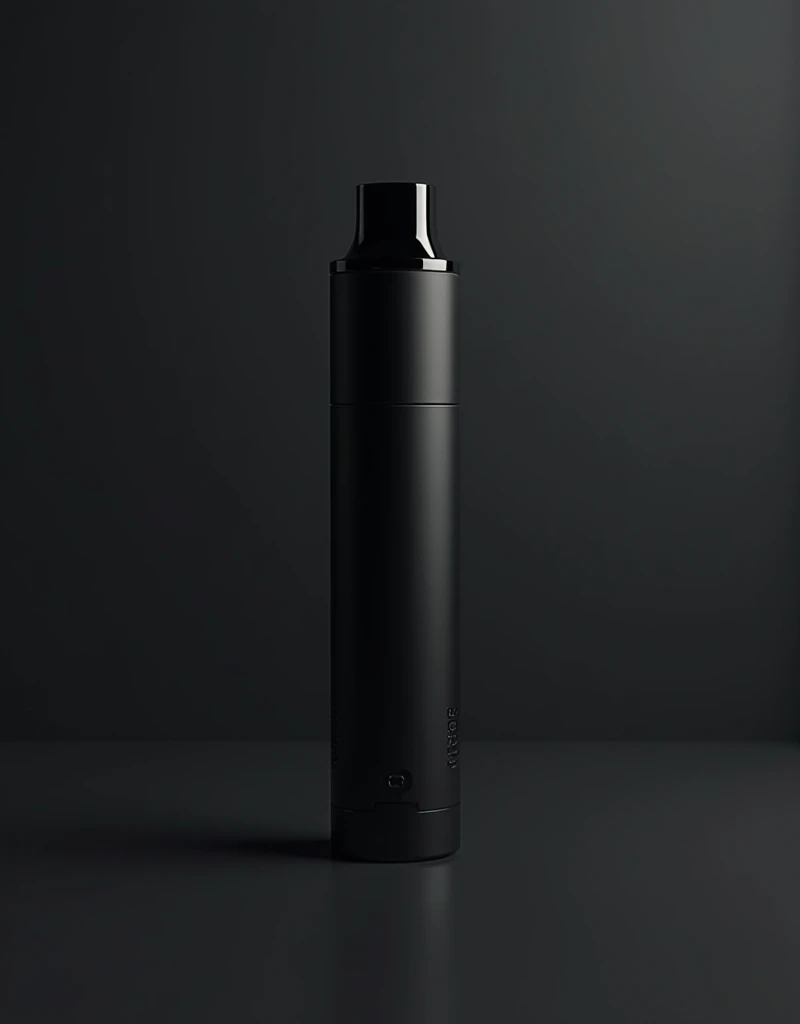 HQD electronic cigarette in dark matte tones, minimal lighting with soft shadows, sleek and elegant design, mysterious atmosphere, high contrast, ultra-realistic textures, no environment, low-key lighting