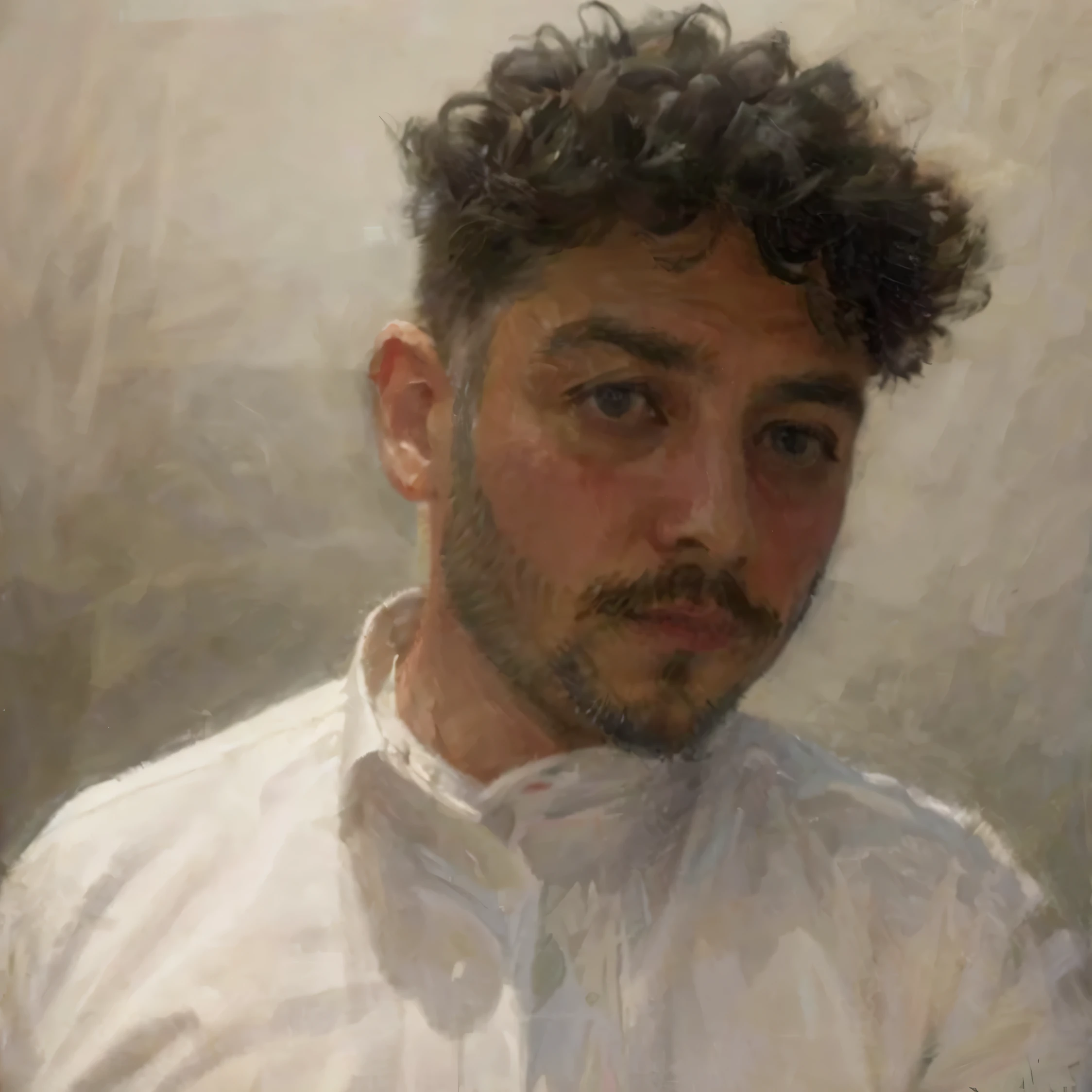 there is a man with a beard and a white shirt, headshot profile picture, taken in the early 2020s, christian orrillo, riyahd cassiem, andrew gonzalez, inspired by Hugo Sánchez Bonilla, profile image, profile shot, inspired by Matteo Pérez, profile picture, khyzyl saleem, joel torresMasterpiece on canvas in the style of Claude Monet, extremely beautiful, detailed landscape, elements of surrealism, symbolism and surrealism, intricate design, foliage, flowers, landscape, pastel colors