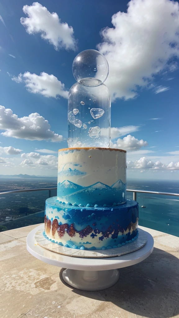 cake made of cristal , clouds , sky