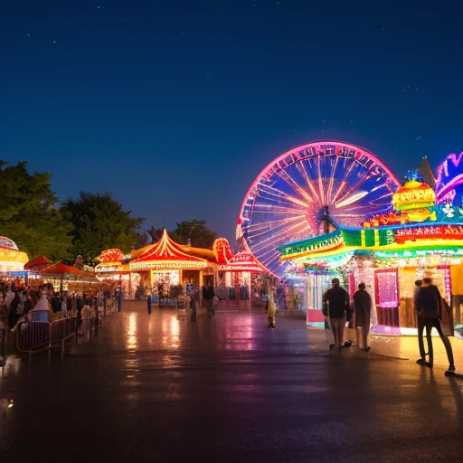 amusement park、夜のamusement park、Enveloped in light