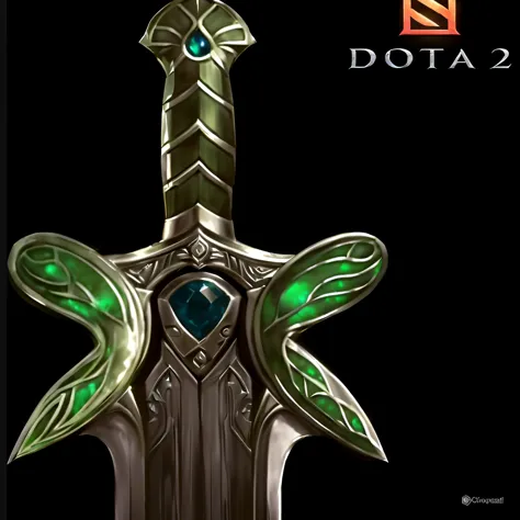 a close up of a sword with a green stone on it, dota, dota 2 concept art, dota 2, protoss!!!!, artifact dota2, protoss!!, dota 2 hero, dota character, fantasy sword, glowing green soul blade, glowing sword, fantasy weapon, warcraft blizzard weapon art, sword design, beautiful sword, epic fantasy weapon art