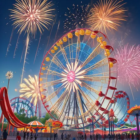 Amusement Park, attraction, sun, colorful, creative, Amusement Park, fireworks, sensation,