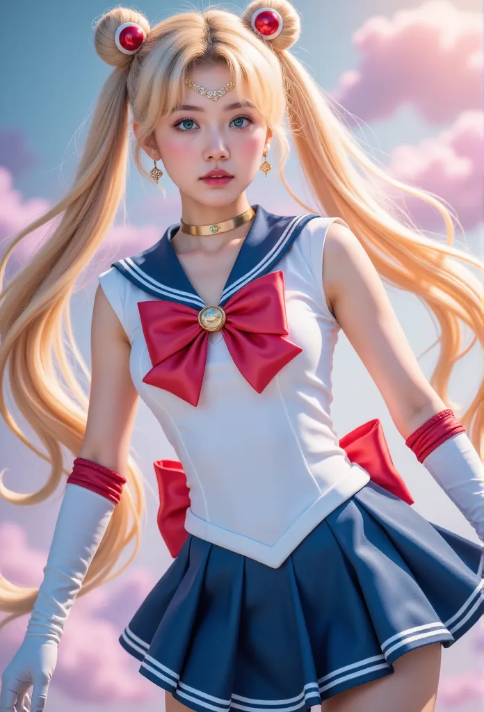 close up,  1 girl, sailor suit, tsukino usagi, (sailor suit chiseki uniform:1.2), (aqua eyes:0.9), blond,  medium length hair , ...