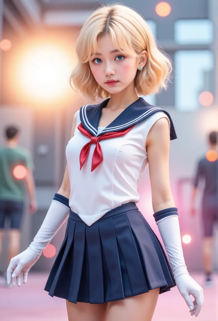 close up,  1 girl, sailor suit, tsukino usagi, (sailor suit chiseki uniform:1.2), (aqua eyes:0.9), blond,  medium length hair , ...