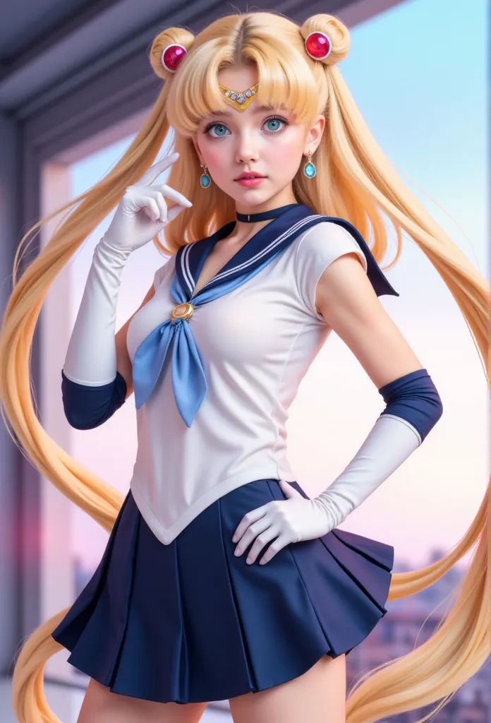 close up,  1 girl, sailor suit, tsukino usagi, (sailor suit chiseki uniform:1.2), (aqua eyes:0.9), blond,  medium length hair , ...