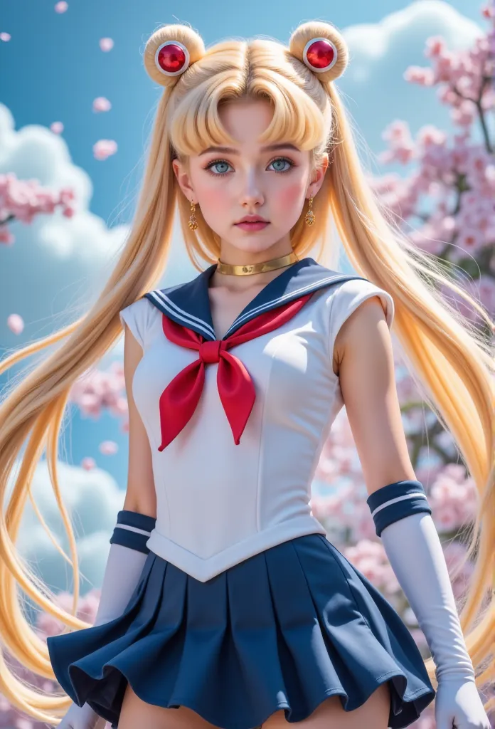 close up,  1 girl, sailor suit, tsukino usagi, (sailor suit chiseki uniform:1.2), (aqua eyes:0.9), blond,  medium length hair , ...