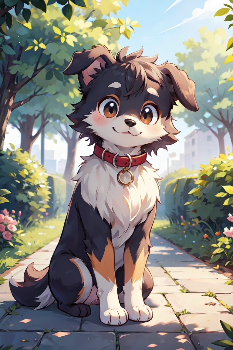 masterpiece,best quality , Cute furry dog ,open air , 