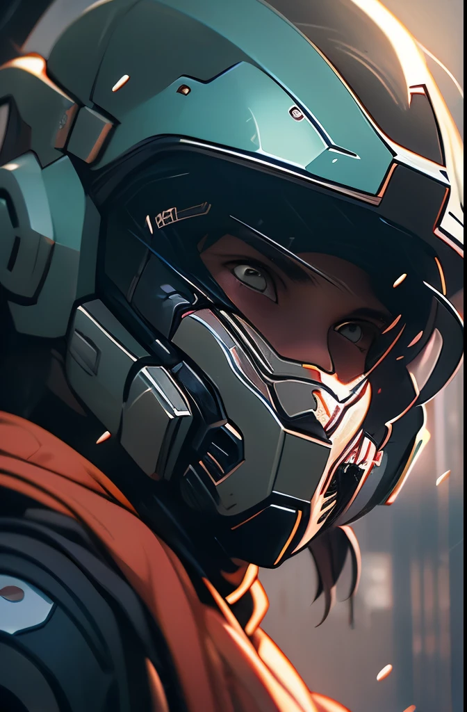 a close up of a person in a helmet in the rain, master chief, halo master chief, master chief from halo, halo infinite!!, master chief in cyberpunk city, vibrant fan art, halo, fantasy art of doom slayer, adam driver as master chief, epic art style, from doom and halo, spartan, epic video game art, odst, halo infinite