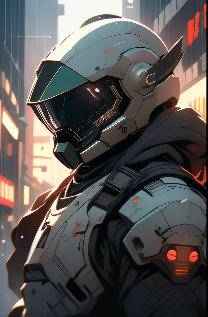 a close up of a person in a helmet in the rain, master chief, halo master chief, master chief from halo, halo infinite!!, master chief in cyberpunk city, vibrant fan art, halo, fantasy art of doom slayer, adam driver as master chief, epic art style, from doom and halo, spartan, epic video game art, odst, halo infinite