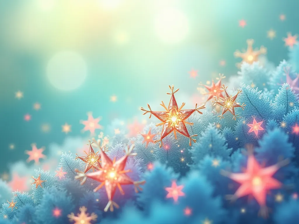 BACKGROUND OF BLUE, GREEN, RED COLOR (LIKE MICROSCOPIC 5-POINT SNOW) IN LIGHT COLORS IN ANIME FORM