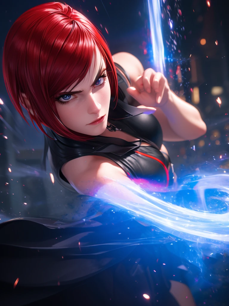 Woman in her 30s, alone, alone, athletic, short red hair, Ultra detailed, looking furiously at viewer with very upset eyes, angry gesture, has demonic outfit, digital art, moonlight, cinematic, ultra sharp focus , award-winning photography, perfect contrast, high sharpness, depth field, Ultra detailed photography, global illumination, fluid, ultra high definition, 8k, Unreal Engine 5, ultra sharp focus, award-winning photography, artstation trends,
