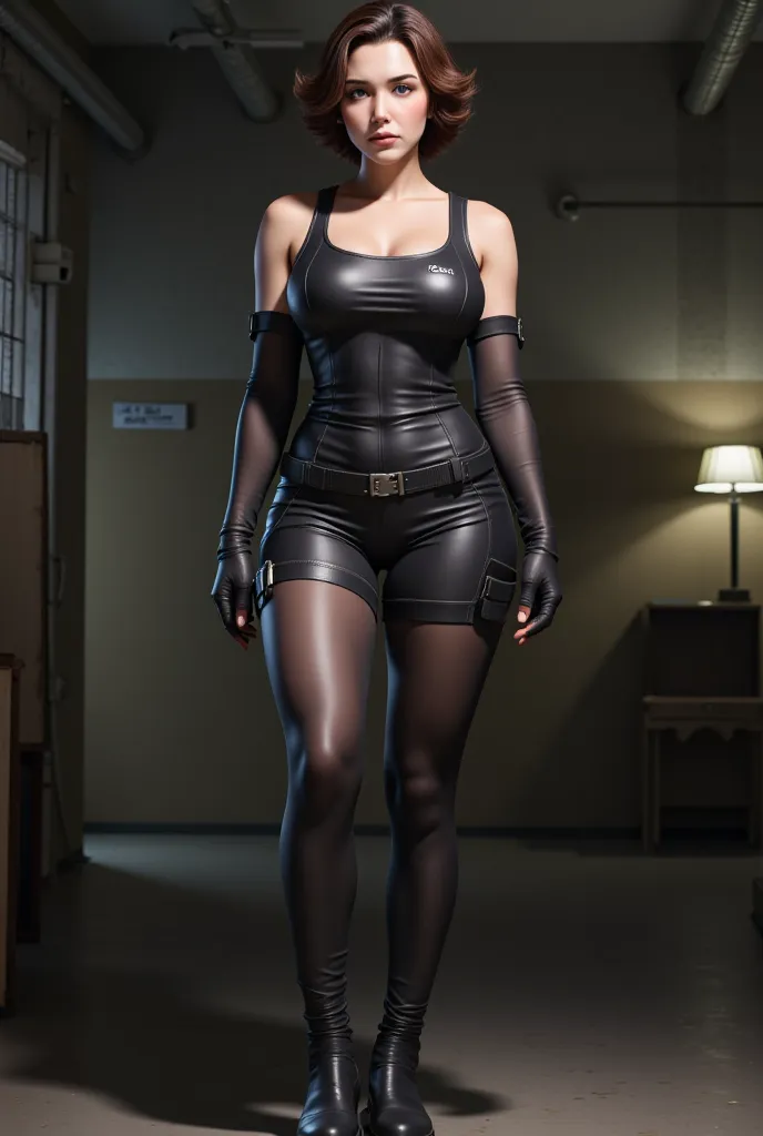 elisa as a character of metal gear solid, thick tights, slim waist, huge waist, tiny waist, cinematic