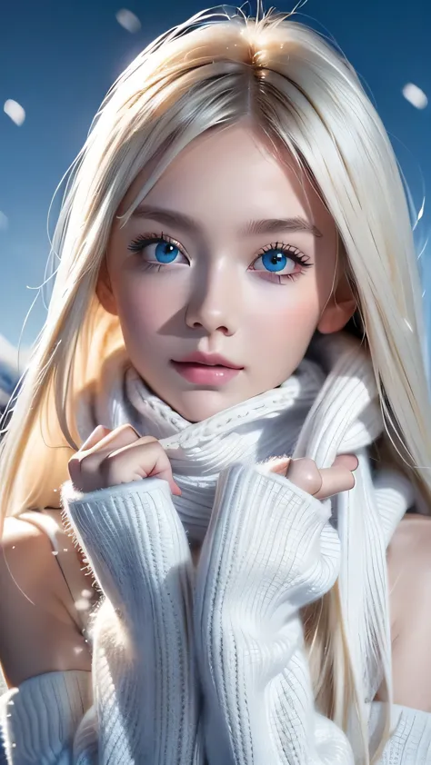 alone, very beautiful scandinavian baby face girl 、 shiny and bright platinum blond hair that makes you wake up, beautiful super...