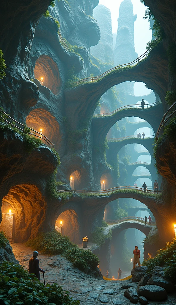 underground labyrinth city, cross-section, people's lives, advanced civilization, computer controlled, fantasy art, delicate and dynamic textures, 2.5D, artistic photography, hyper realistic, digital graphic CG, BREAK ultra detailed, absolutely resolution, best quality