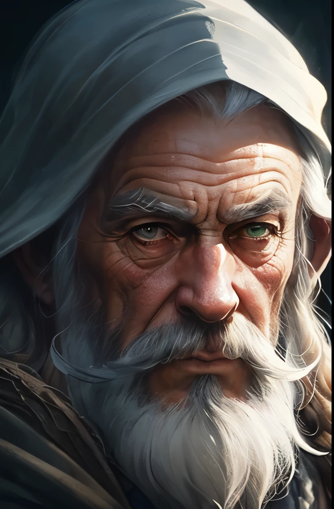 a close up of a painting of a man with a long beard and a long beard, gandalf, gandalf from lord of the rings, gandalf the grey, gandalf (lotr, lord of the rings concept art, sean connery as gandalf, portrait of gandalf, gandalf the white, wizard, lord of the rings aesthetic