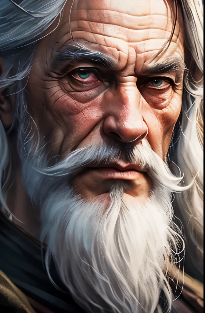 a close up of a painting of a man with a long beard and a long beard, gandalf, gandalf from lord of the rings, gandalf the grey, gandalf (lotr, lord of the rings concept art, sean connery as gandalf, portrait of gandalf, gandalf the white, wizard, lord of the rings aesthetic