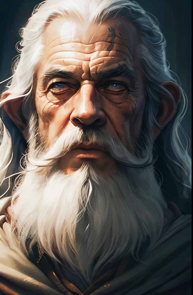 a close up of a painting of a man with a long beard and a long beard, gandalf, gandalf from lord of the rings, gandalf the grey, gandalf (lotr, lord of the rings concept art, sean connery as gandalf, portrait of gandalf, gandalf the white, wizard, lord of the rings aesthetic