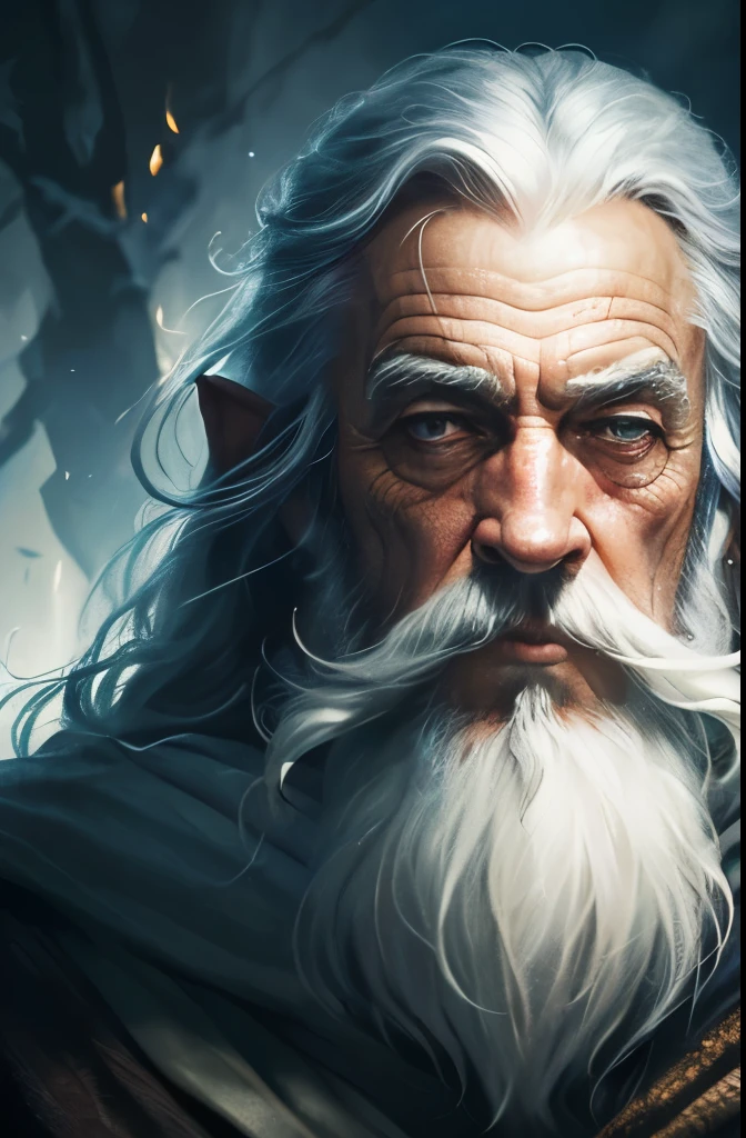 a close up of a painting of a man with a long beard and a long beard, gandalf, gandalf from lord of the rings, gandalf the grey, gandalf (lotr, lord of the rings concept art, sean connery as gandalf, portrait of gandalf, gandalf the white, wizard, lord of the rings aesthetic