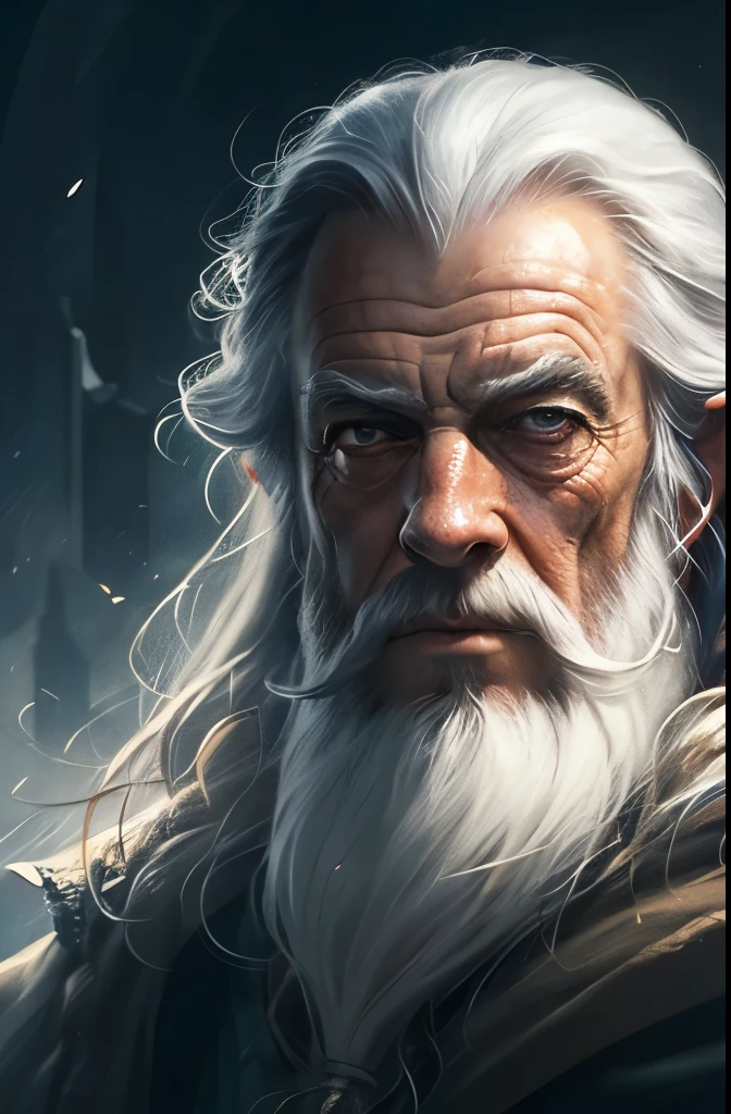 a close up of a painting of a man with a long beard and a long beard, gandalf, gandalf from lord of the rings, gandalf the grey, gandalf (lotr, lord of the rings concept art, sean connery as gandalf, portrait of gandalf, gandalf the white, wizard, lord of the rings aesthetic