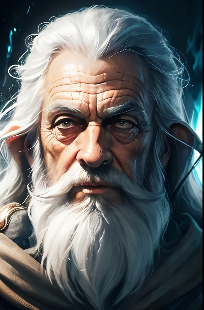 a close up of a painting of a man with a long beard and a long beard, gandalf, gandalf from lord of the rings, gandalf the grey, gandalf (lotr, lord of the rings concept art, sean connery as gandalf, portrait of gandalf, gandalf the white, wizard, lord of the rings aesthetic