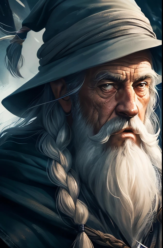 a close up of a painting of a man with a long beard and a long beard, gandalf, gandalf from lord of the rings, gandalf the grey, gandalf (lotr, lord of the rings concept art, sean connery as gandalf, portrait of gandalf, gandalf the white, wizard, lord of the rings aesthetic