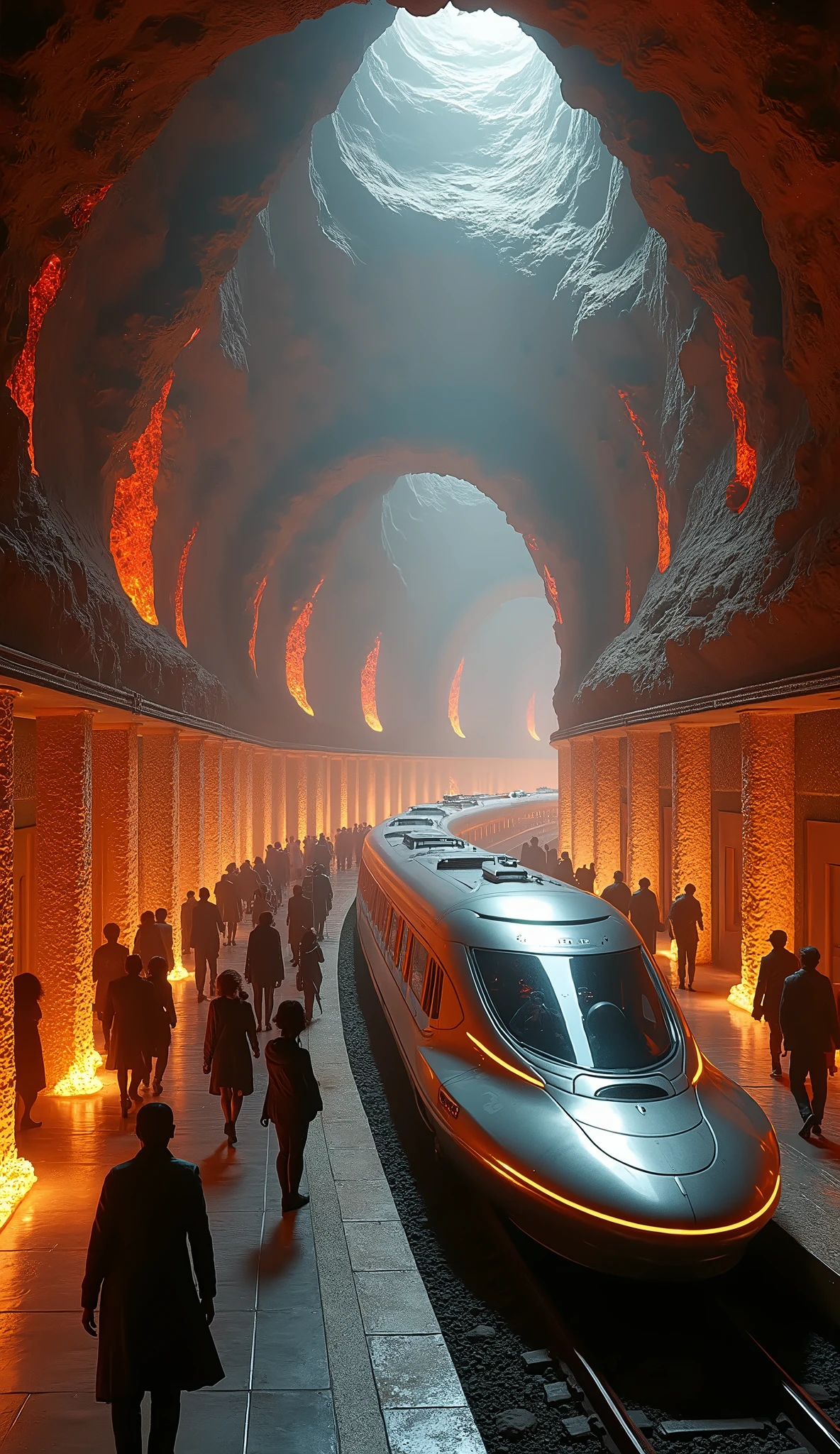 underground train station at the middle of earth