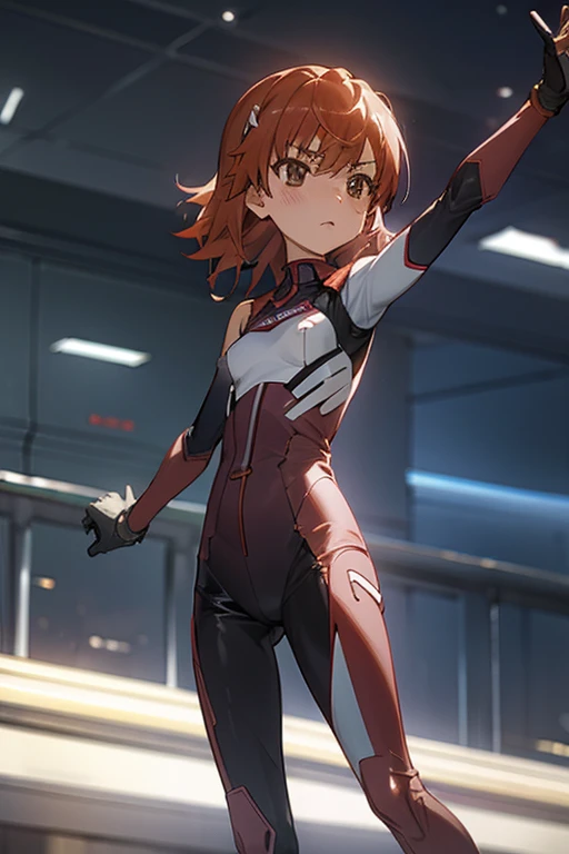 Mikoto misaka.、A Certain Scientific Railgun、girl、Small breasts、whole body,blush,best quality,bikesuit