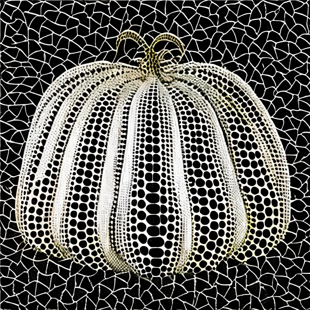 A lot of eyes on the pumpkin with polka dots 、 Pumpkins designed by Yayoi Kusama 、