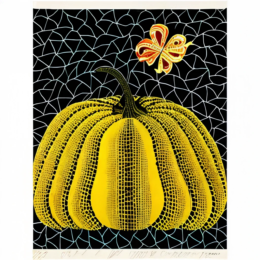 A lot of eyes on the pumpkin with polka dots 、 Pumpkins designed by Yayoi Kusama 、