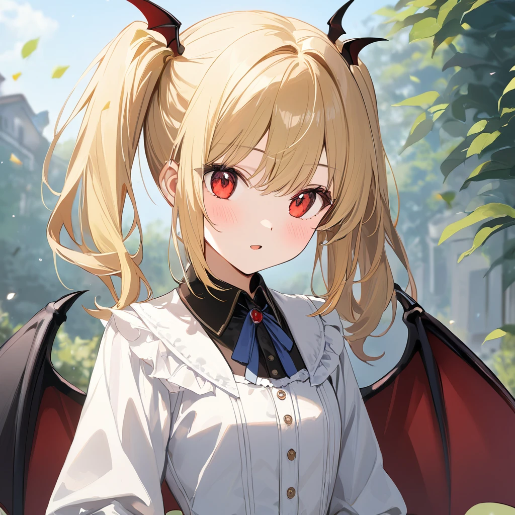  Digital Art 、(( surprisingly absurd )),(masterpiece:1.2),超 High Resolution ,  Attention to Details, high quality,  High Resolution , 最high quality, 4K, 8k、Young Vampire,girl,It has bat wings on its back and head,Red eyes,Blonde, side ponytails ,Let&#39;s roar!,Finger gap,  open your mouth wide(Accentuate the fangs),Wear a high-collared cape,Pitch black cloak,night,Big full moon, it's illuminated by the moonlight,Shining Edges, angle from the front