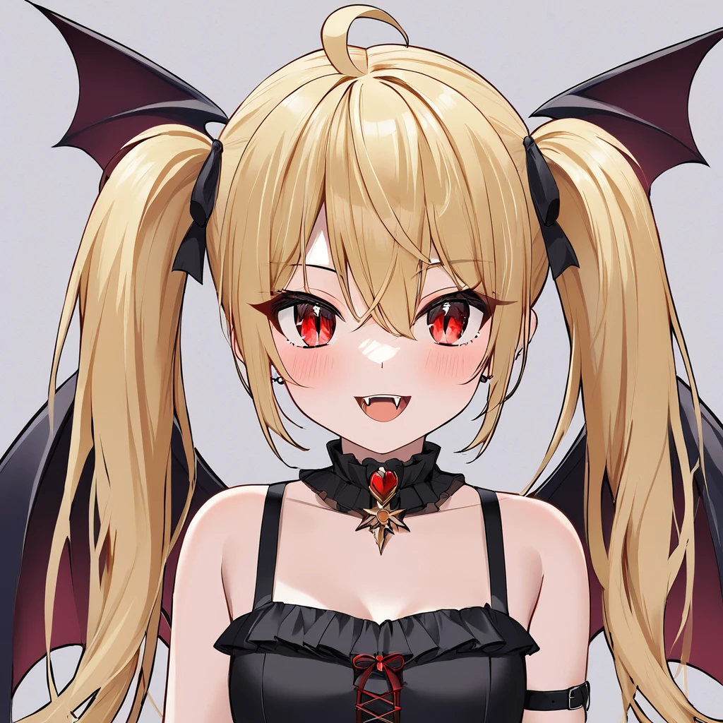  Digital Art 、(( surprisingly absurd )),(masterpiece:1.2),超 High Resolution ,  Attention to Details, high quality,  High Resolution , 最high quality, 4K, 8k、Young Vampire,girl,It has bat wings on its back and head,Red eyes,Blonde, side ponytails ,Let&#39;s roar!,Finger gap,  open your mouth wide(Accentuate the fangs),Wear a high-collared cape,Pitch black cloak,night,Big full moon, it's illuminated by the moonlight,Shining Edges, angle from the front