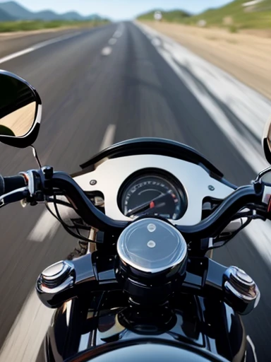 Straight road, motorcycle, while driving a motorcycle, first person perspective, (motion blur: 1.5), ((masterpiece)), ((best quality)), (ultra-detailed), beautiful,