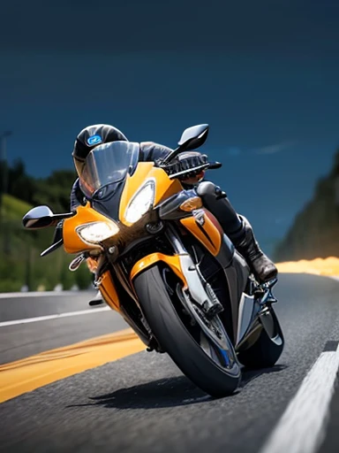 flashy action scenes:1.5, Straight road, motorcycle, while driving a motorcycle, rider's line of sight, (motion blur: 1.5), ((masterpiece)), ((best quality)), (ultra-detailed), beautiful,