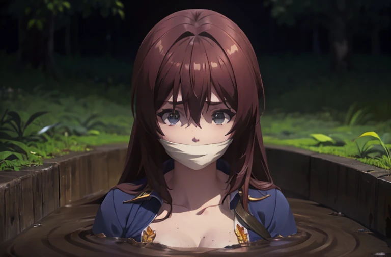 girls, Slightly High Resolution , tears, Wet, Student Uniform, uniform, dark, Sink, blue Swamp, Sink, Drowning, Sticky, Muddy, Sticky, (Best Quality,4K,8k, High Resolution ,masterpiece:1.2),Ultra-detailed,(Realistic,photoRealistic,photo-Realistic:1.37),(Complex,Advanced Details:1.4), dramatic lighting,Whimsical atmosphere,(dark fantasy,gothic:1.2),dramatic,dark,Unlucky,gag,brown hair